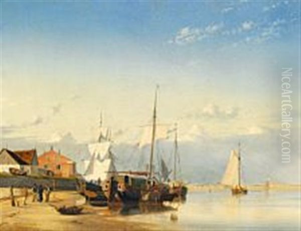 View From The Harbour In Nordby, Fano Oil Painting by Viggo Fauerholdt