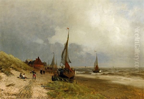 Am Strand Oil Painting by Viggo Fauerholdt