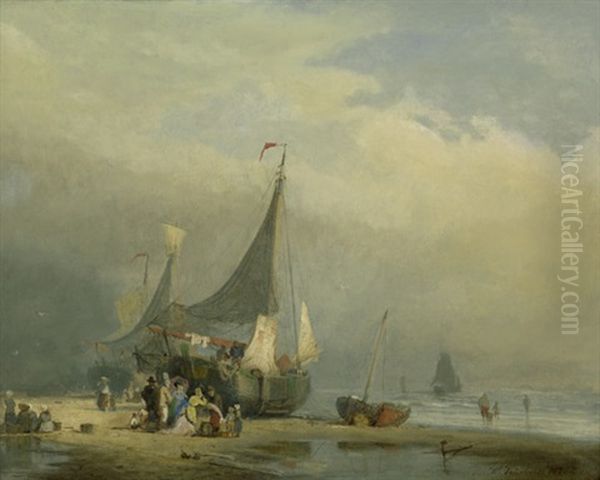 Fischerboote An Der Kuste Von Delft Oil Painting by Viggo Fauerholdt