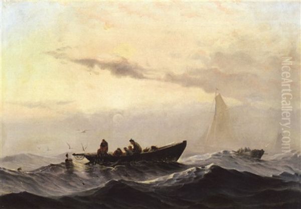 Fischerboote Auf Hoher See Oil Painting by Viggo Fauerholdt