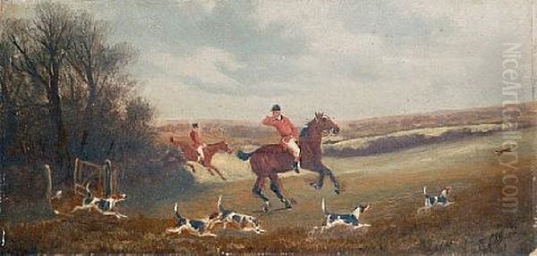 Hunting Scene (+ 3 Others; Set Of 4) Oil Painting by Charles Faulkner