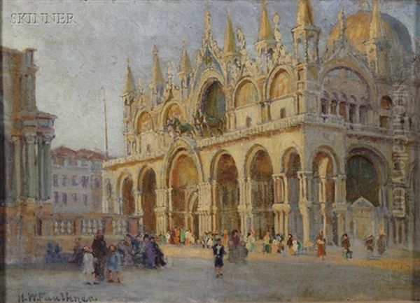 St. Marks Place Venice Oil Painting by Herbert W. Faulkner