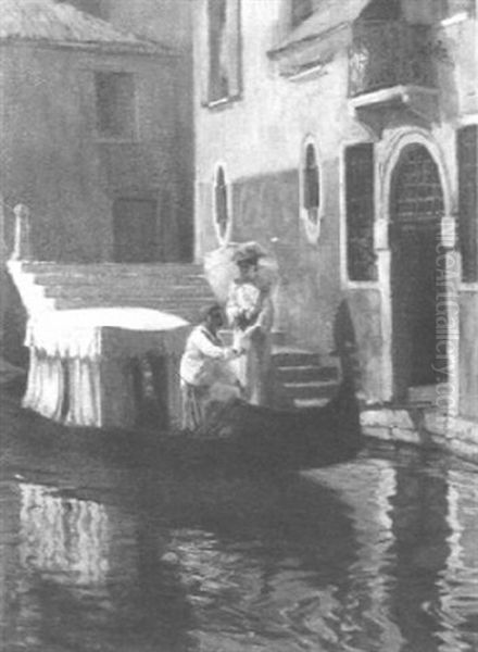 Gondola Oil Painting by Herbert W. Faulkner