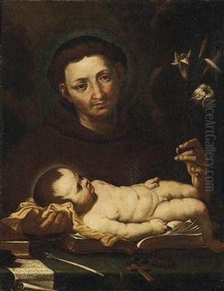 St Anthony Of Padua Oil Painting by Giocchino Assereto