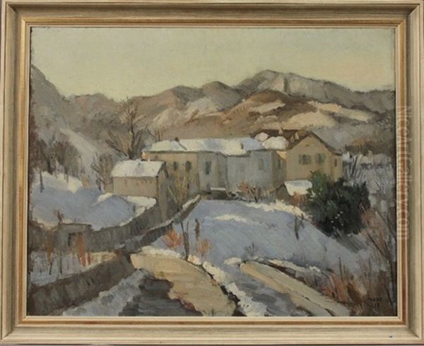 Schneelandschaft Im Tessin Oil Painting by Amandus Faure