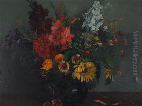 Splendid Summer Bouquet Oil Painting by Amandus Faure