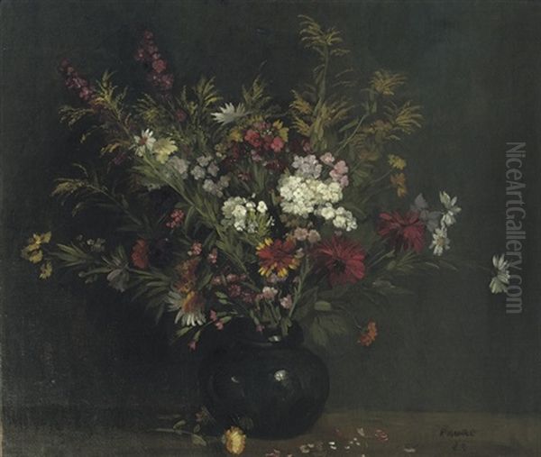 A Summer Bouquet (+ Flower Still Life; 2 Works) Oil Painting by Amandus Faure