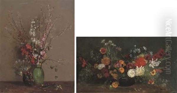 Spring Blossom (+ Chrysanthemums In An Urn; 2 Works) Oil Painting by Amandus Faure