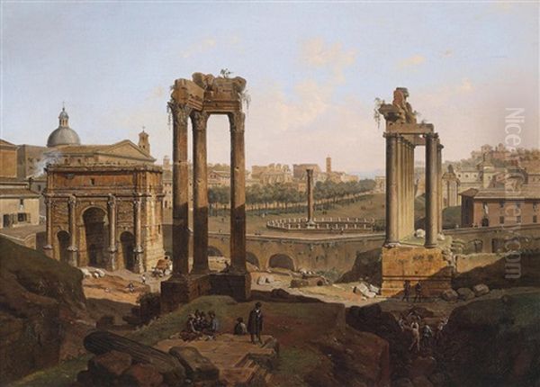 A View Of The Forum Romanum, Rome Oil Painting by Jean Victor Louis Faure