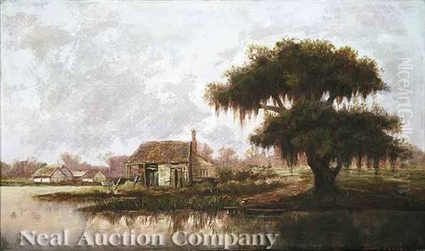 Cabins Beside The Louisiana Bayou by Marie Rosalba Faure