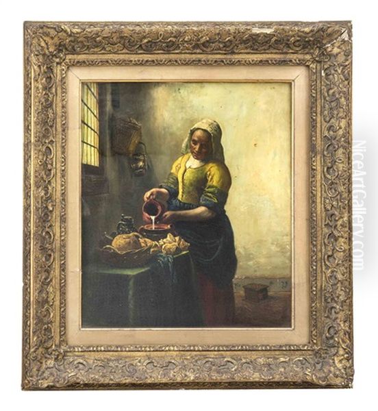 Das Milchmadchen (after Jan Vermeer) Oil Painting by Carl Faust