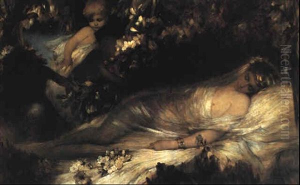 Sleeping Titania Oil Painting by Heinrich Faust