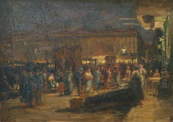 Harbour And Fish Market Toulon Oil Painting by Joseph Faust