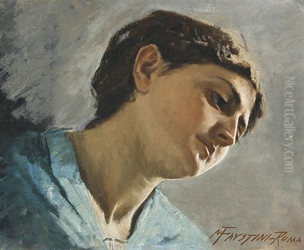 Frauenkopf (studie) Oil Painting by Modesto Faustini