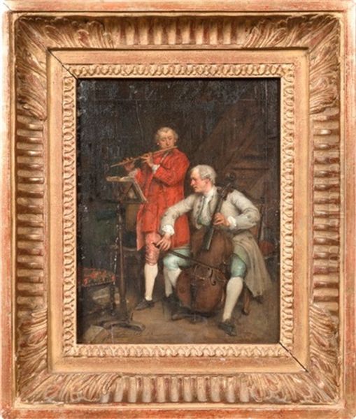 Musiciens Du Xviii Oil Painting by Jean Baptiste Fauvelet