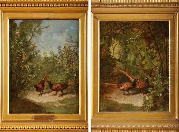 Couple De Faisans (pair) Oil Painting by Jean Baptiste Fauvelet