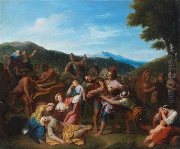 A Classical Scene With An Overturned Carriage Oil Painting by Henri-Antoine de Favanne