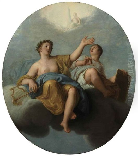 Allegory Of Music And Painting Oil Painting by Henri-Antoine de Favanne