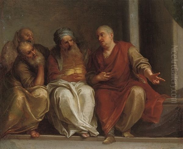 Four Philosophers Conversing Oil Painting by Henri-Antoine de Favanne