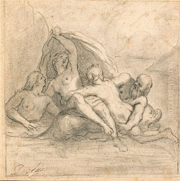 Un Vieux Marin Et Trois Sirenes by Henri-Antoine de Favanne