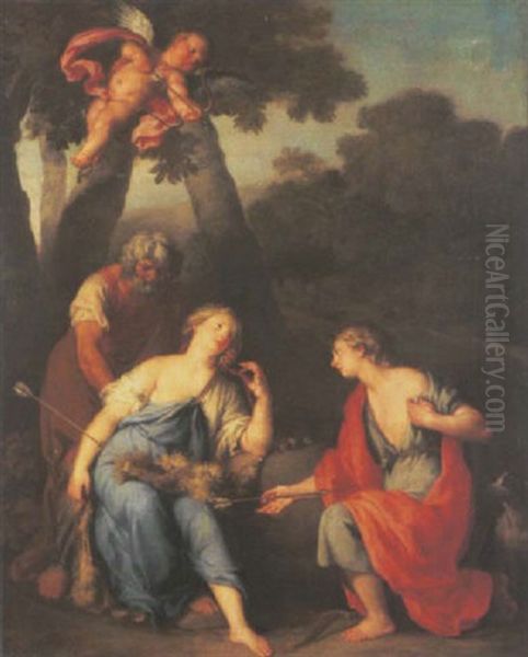 Meleager And Atalanta Oil Painting by Henri-Antoine de Favanne