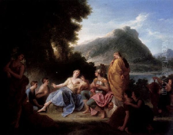 Telemachus Recounting His Adventures To Calypso Oil Painting by Henri-Antoine de Favanne