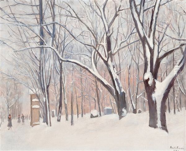 Old Church Park In Wintertime Oil Painting by Antti Faven