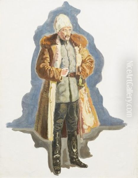 Skiss Av Carl Gustaf Mannerheim Vid Tammerfors Belagring Oil Painting by Antti Faven