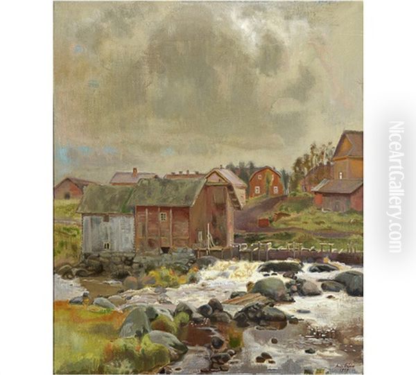 Kylmakoski Mill Oil Painting by Antti Faven