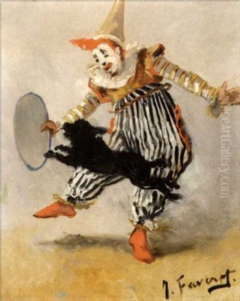 Le Clown Et Le Chien Oil Painting by Joseph B.B. Faverot