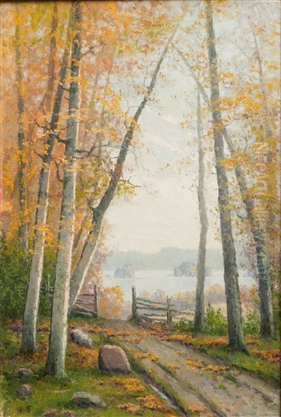 Autumn Landscape Oil Painting by Ellen Favorin