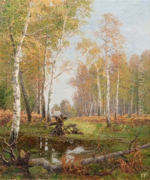 An Autum Landscape From Aland Oil Painting by Ellen Favorin