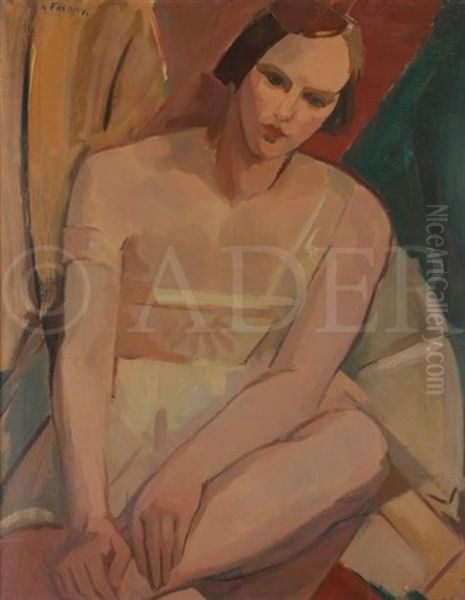 Portrait De Femme Assise Oil Painting by Andre Favory