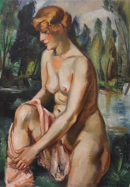 Portrait Of Nude Oil Painting by Andre Favory