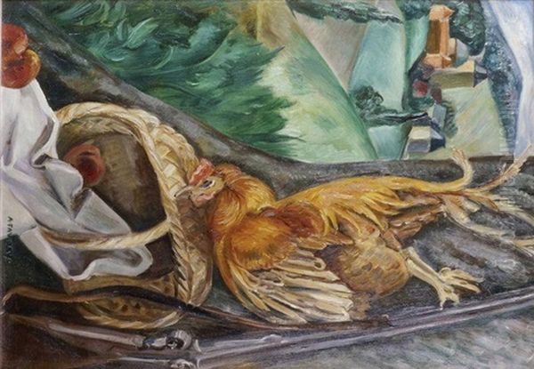 Nature Morte Au Coq Oil Painting by Andre Favory