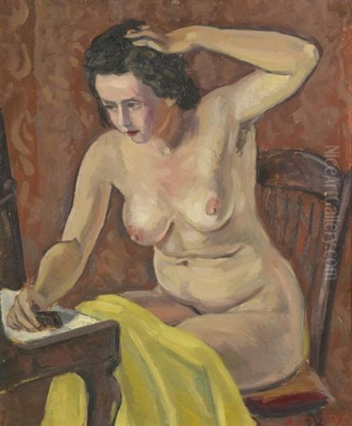 Femme Nue A Sa Toilette Oil Painting by Andre Favory