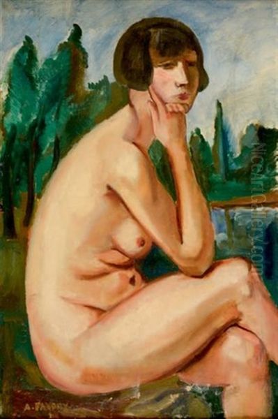 Baigneuse Assise Oil Painting by Andre Favory