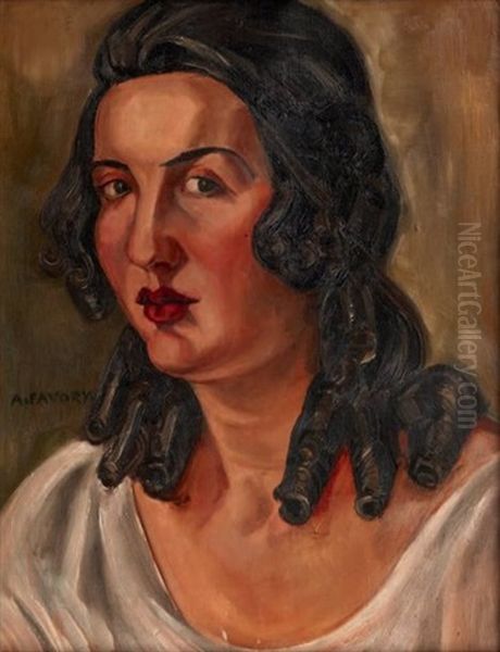 Portrait De Femme Ou Le Modele Oil Painting by Andre Favory