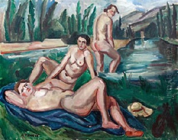 Baigneuses Oil Painting by Andre Favory