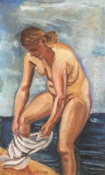 Baigneuse Devant La Mer Oil Painting by Andre Favory