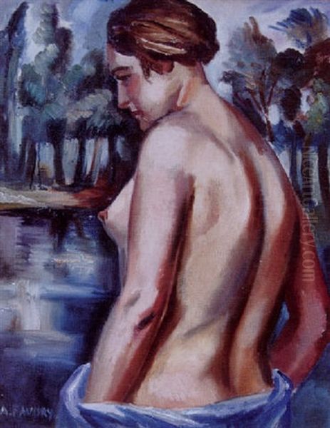 Nu Pres De L'etang Oil Painting by Andre Favory