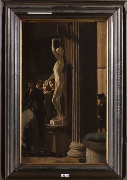 Le Cours De Sculpture Au Musee Oil Painting by Giacomo Favretto