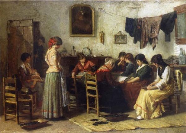 Scene D'interieur Avec Femmes Oil Painting by Giacomo Favretto