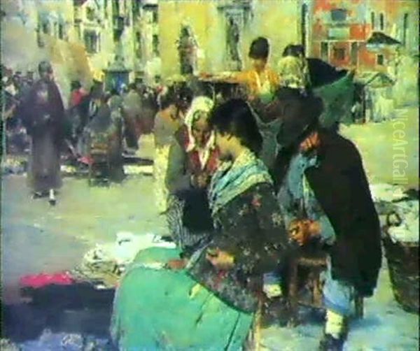 Al Mercato. Mercato In Campo San Polo Oil Painting by Giacomo Favretto