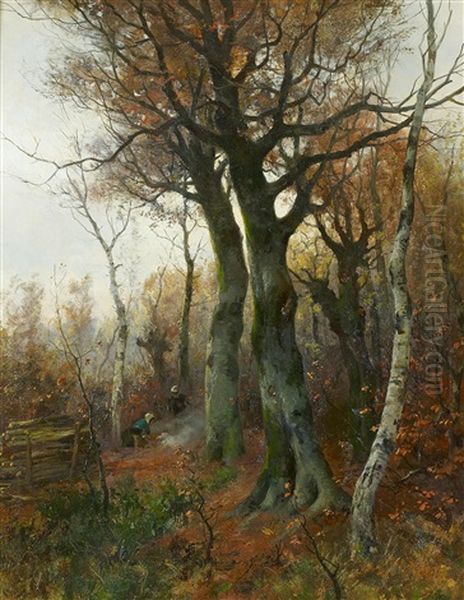 Im Herbstwald Oil Painting by Josef Fay