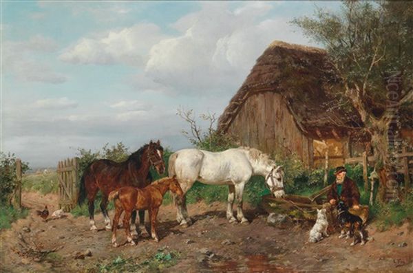 Drinking Trough Oil Painting by Ludwig Benno Fay