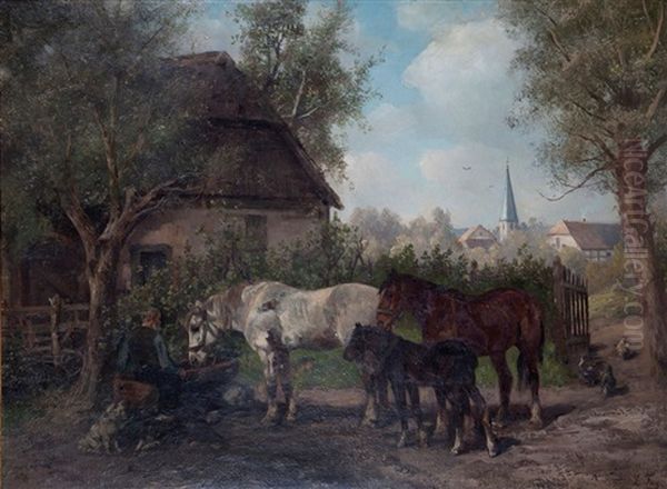 Pferdetranke Oil Painting by Ludwig Benno Fay