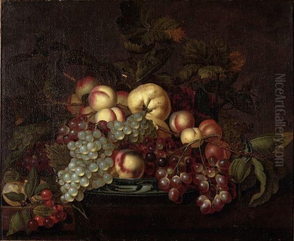 Nature Morte Aux Peches, Cerises, Et Raisins Dans Une Coupe De Porcelaine Wan-li Oil Painting by Bartholomeus Assteyn