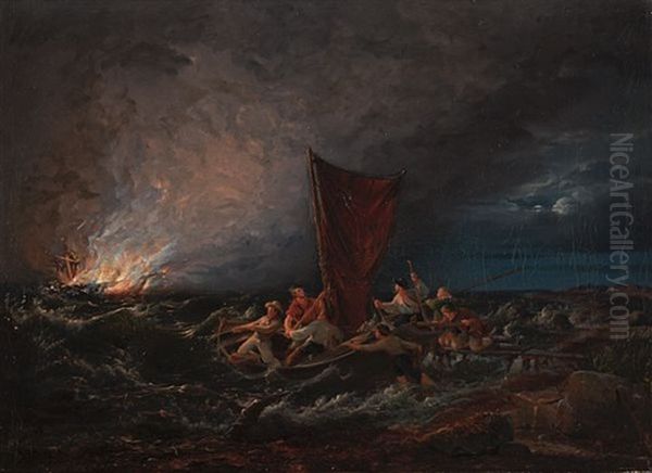 Skipbrudd Oil Painting by Thomas Fearnley