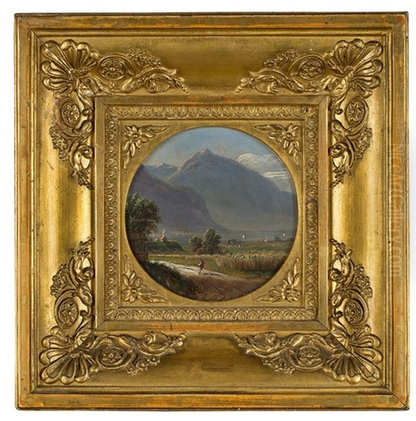 Mountain Landscape With A Walking Figure Oil Painting by Thomas Fearnley